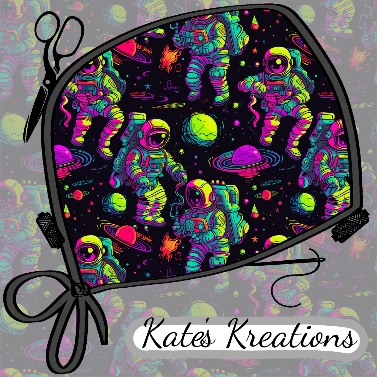 Neon Astronaut Ponytail Scrub Cap