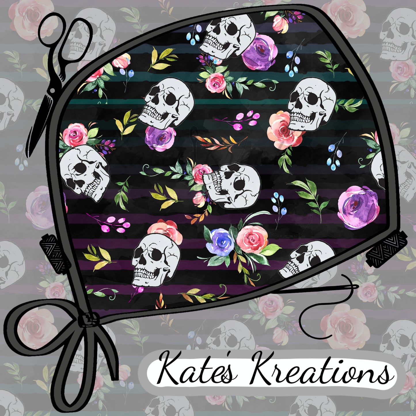 Floral Skull Stripes