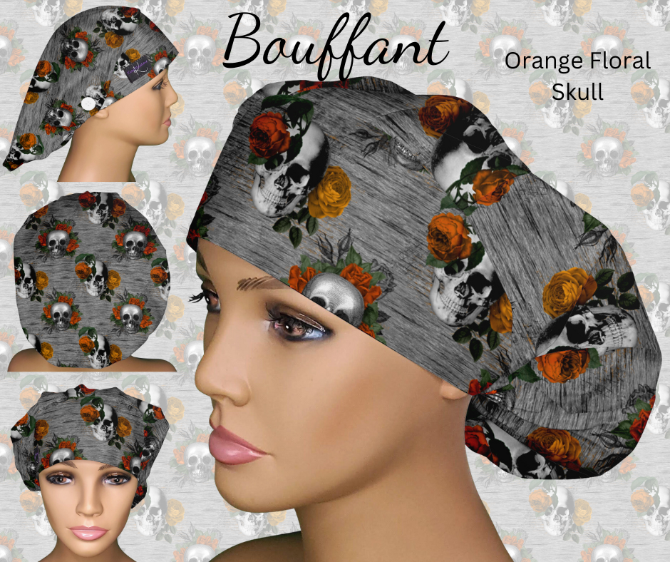 Orange Floral Skulls