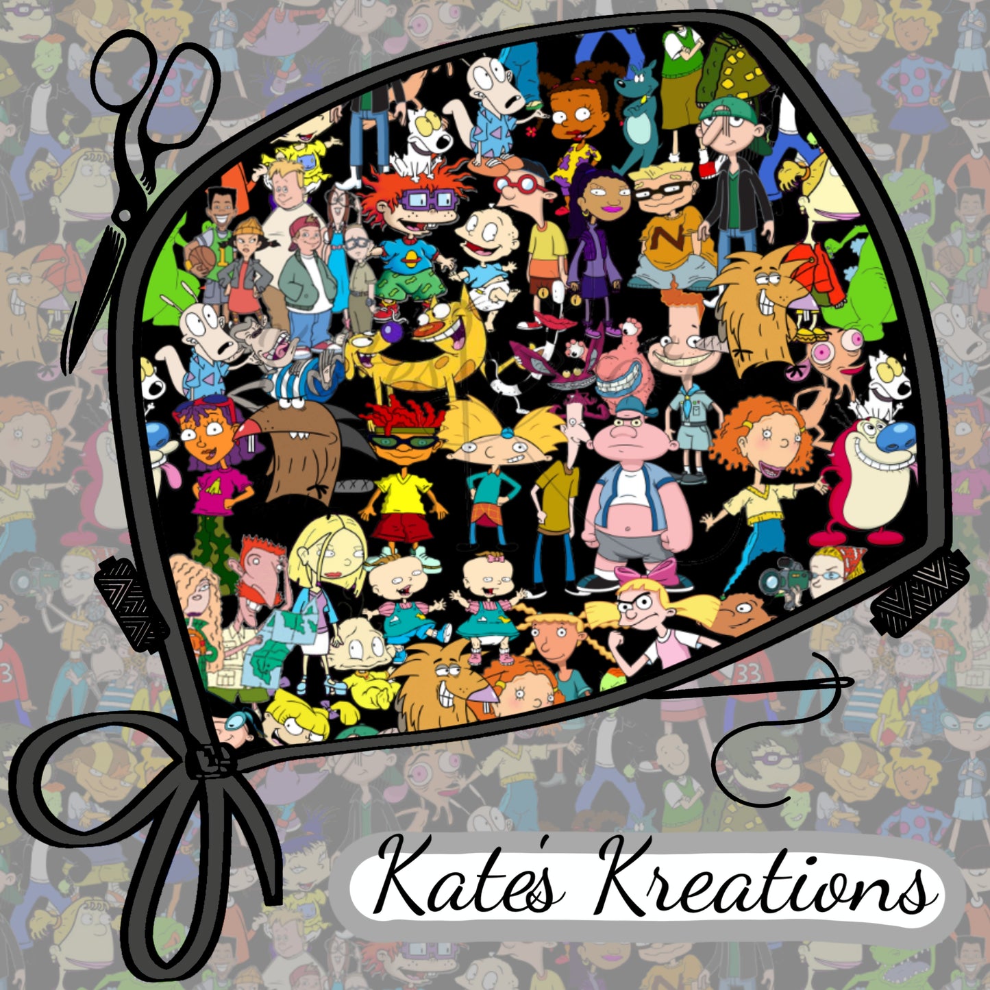 90's Cartoons Ponytail Scrub Cap