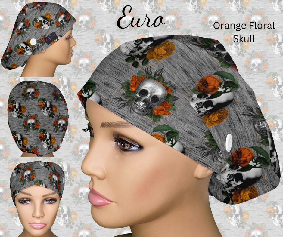 Orange Floral Skulls