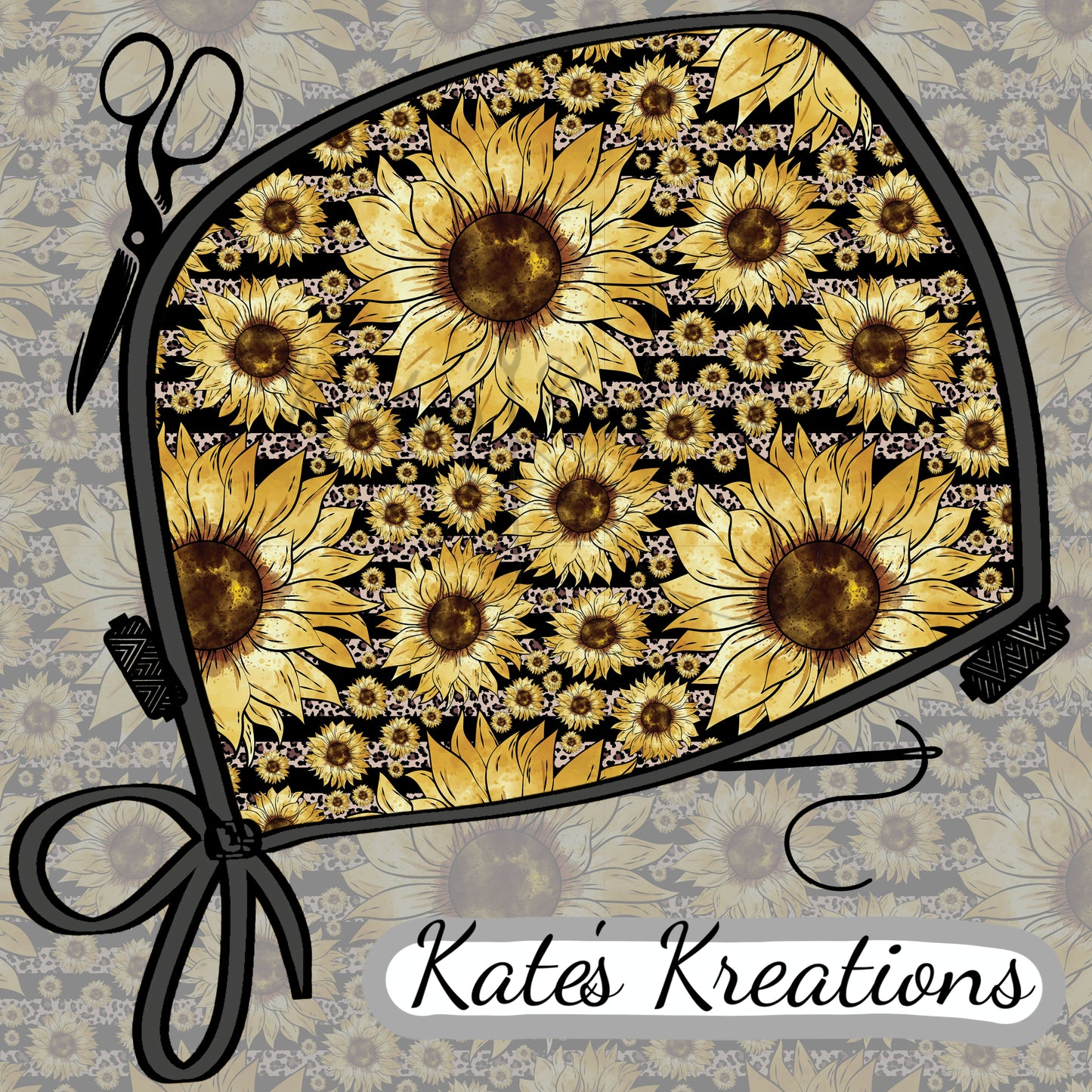 Sunflower Stripes Bouffant Scrub Cap