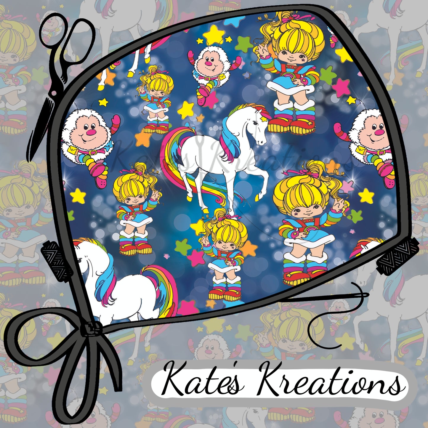 Rainbow Brite Ponytail Scrub Cap