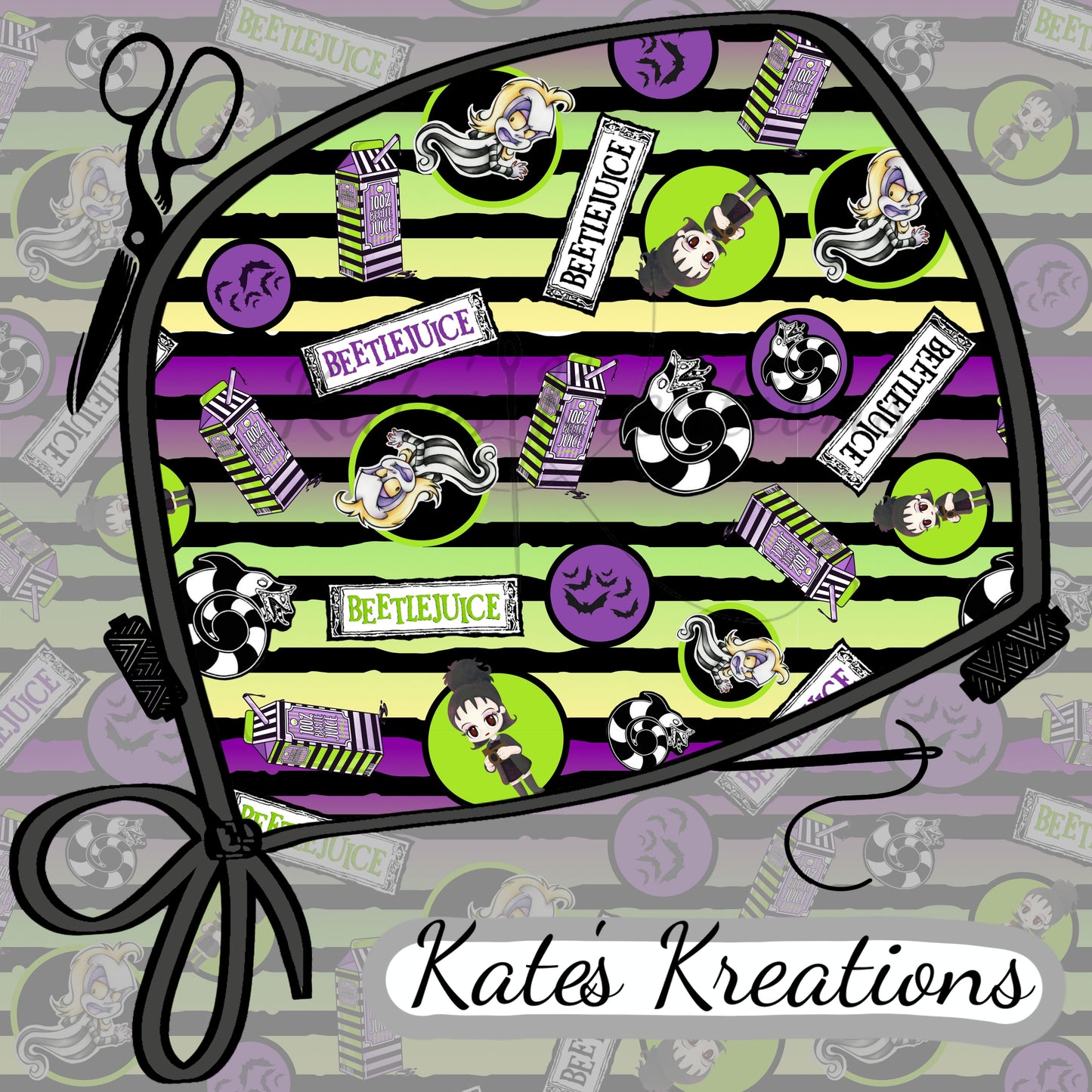 Beetle Stripes Bouffant Scrub Cap