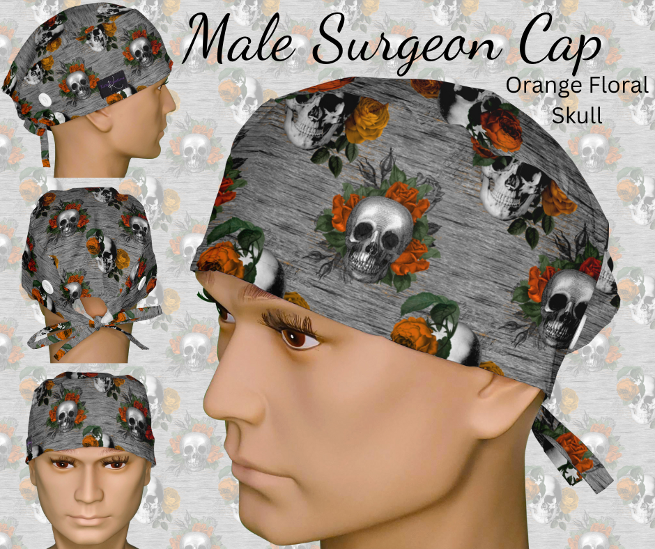 Orange Floral Skulls