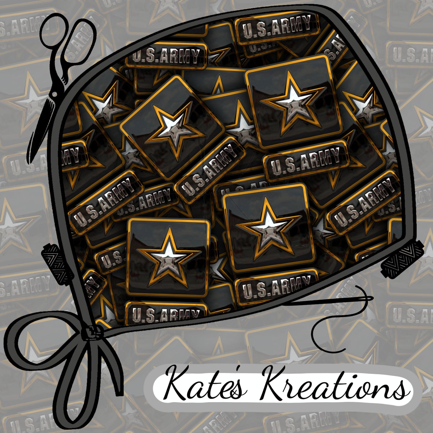 Army Tags Low-Tie Surgeon Scrub Cap