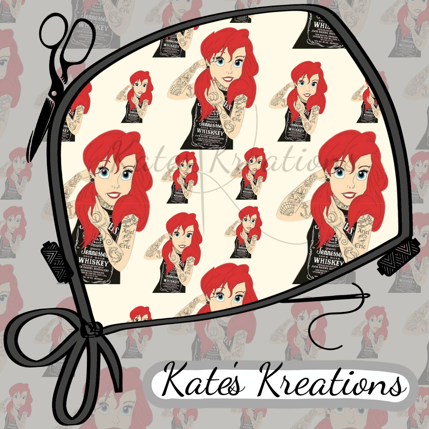 Ariel Tattoos Low-Tie Surgeon Scrub Cap