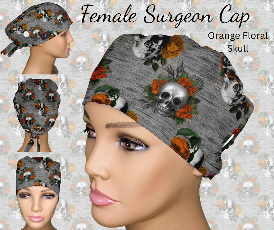 Orange Floral Skulls