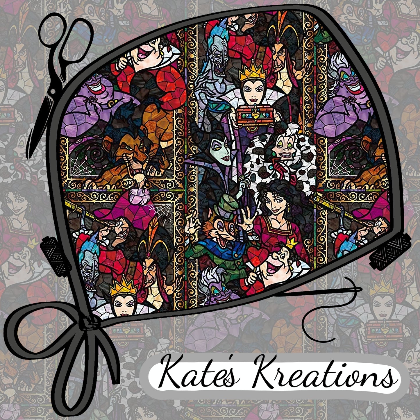 Stained Glass Villains Ponytail Scrub Cap