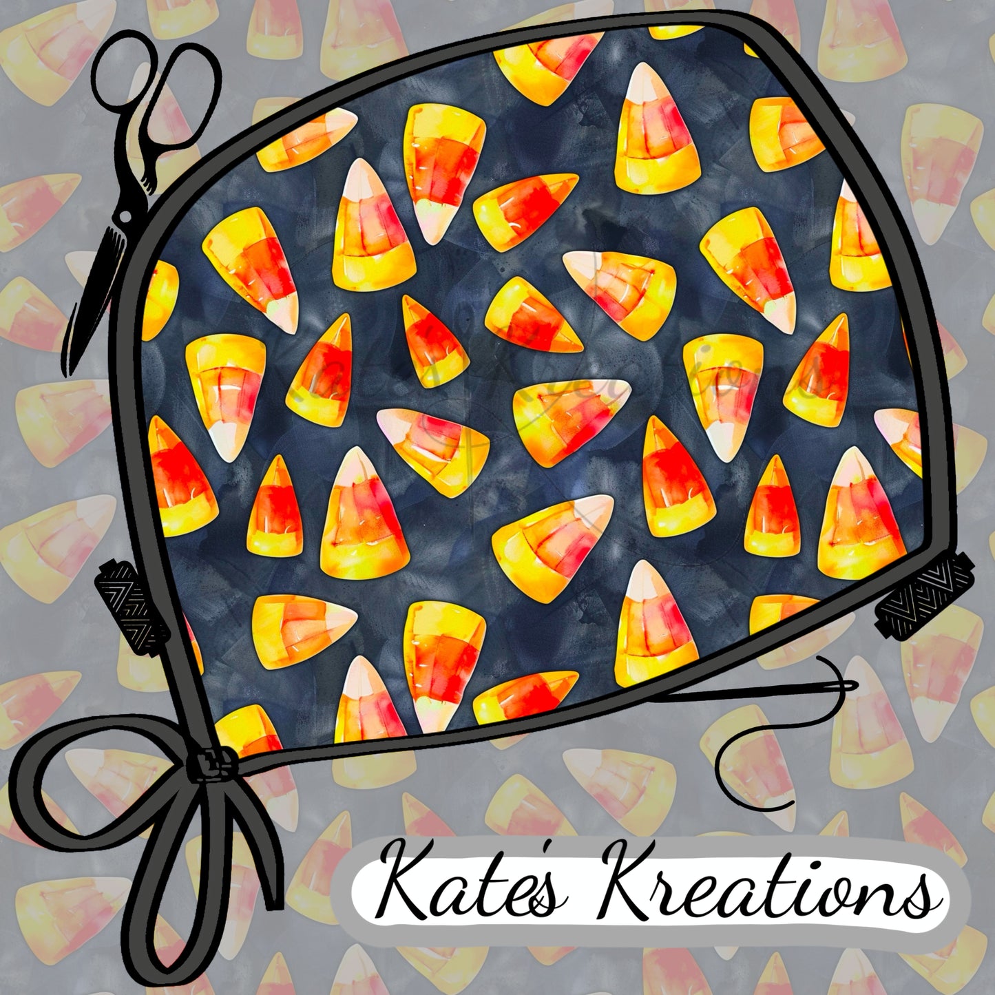 Candy Corn Ponytail Scrub Cap