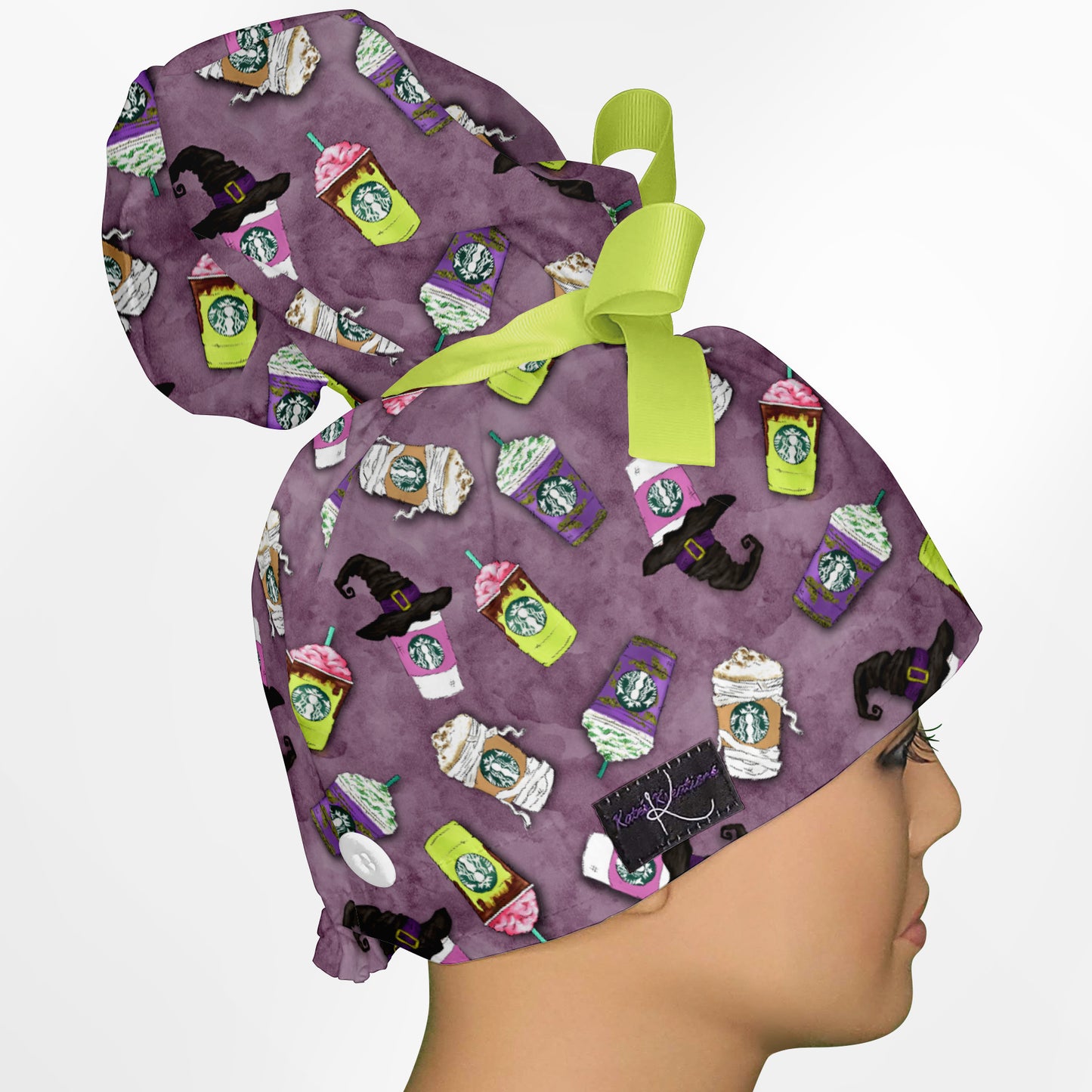 Eerie Espresso High Bun Ponytail Scrub Cap
