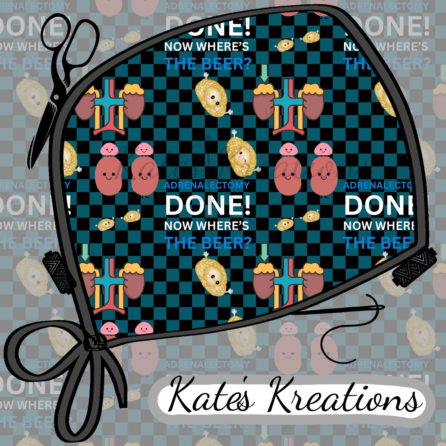 Adrenalectomy Done, Now Where's The Beer Surgical Scrub Caps