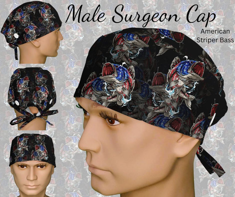 Male Surgeon Scrub Caps - Comfortable Tie-Back Style