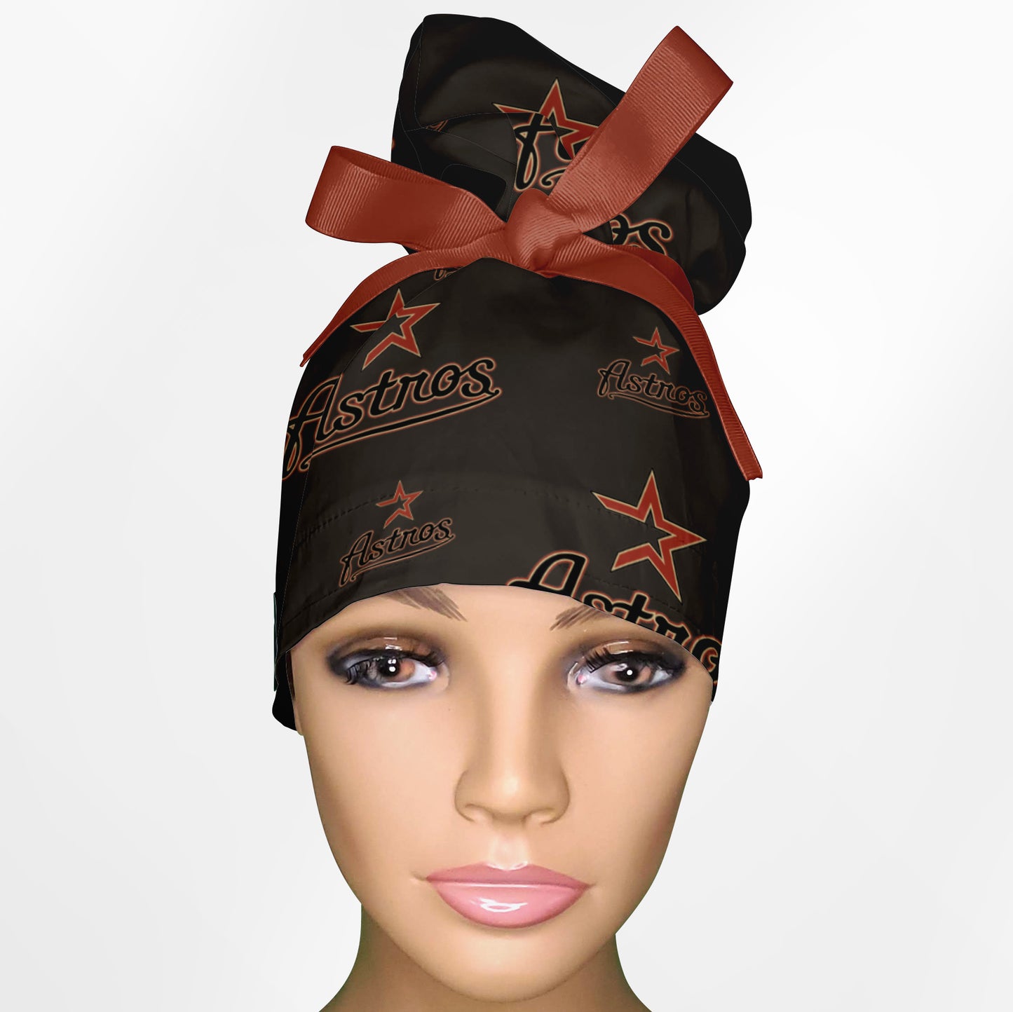 Astros  High Bun Ponytail Scrub Cap