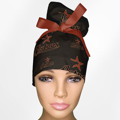 Astros  High Bun Ponytail Scrub Cap