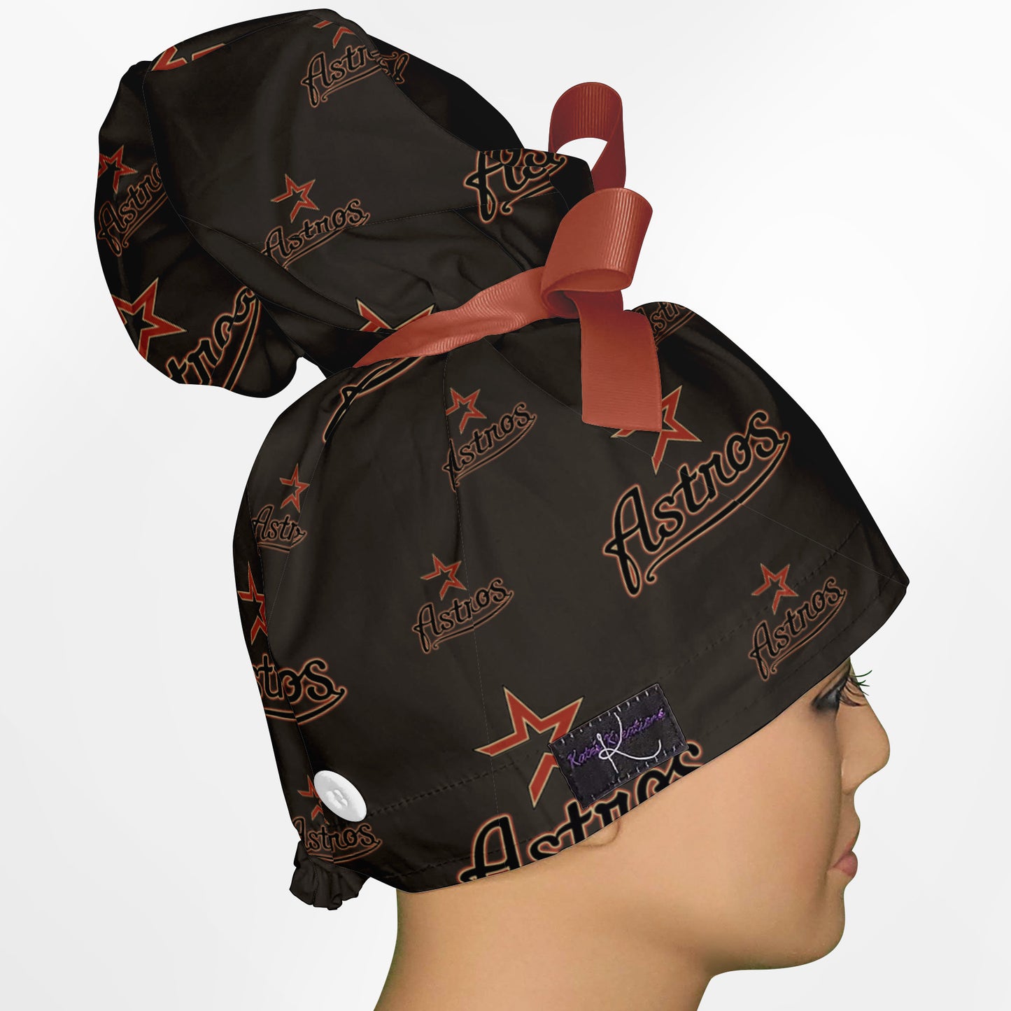 Astros  High Bun Ponytail Scrub Cap