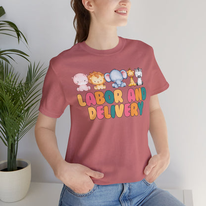 Labor and Delivery Baby Animals Unisex Short Sleeve Tee