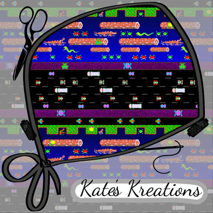 Retro Frogger High Bun Ponytail Scrub Cap