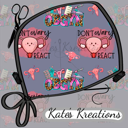 Don't Ovary React (Obgyn) - dark Low-Tie Surgeon Scrub Cap