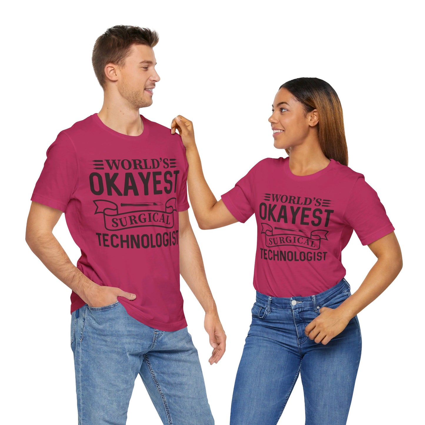 Unisex Jersey Short Sleeve Tee- Worlds Okayest Surgical Tech