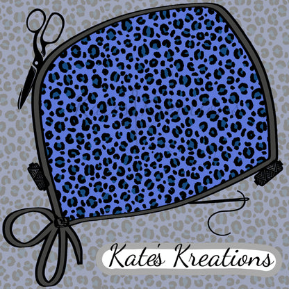 Cheetah Blue High Bun Ponytail Scrub Cap