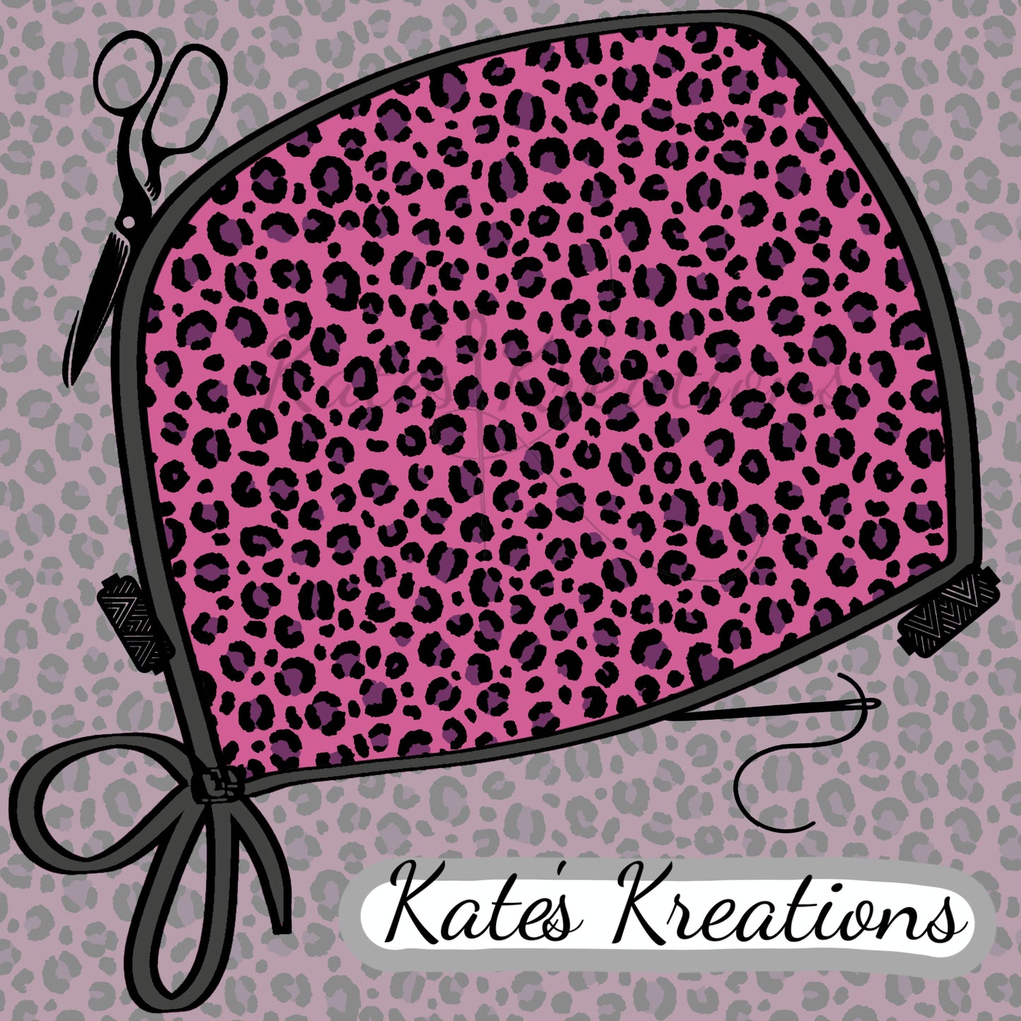 Cheetah Pink High Bun Ponytail Scrub Cap