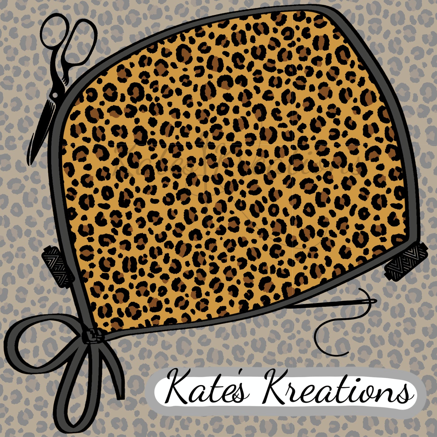 Cheetah Yellow Ponytail Scrub Cap
