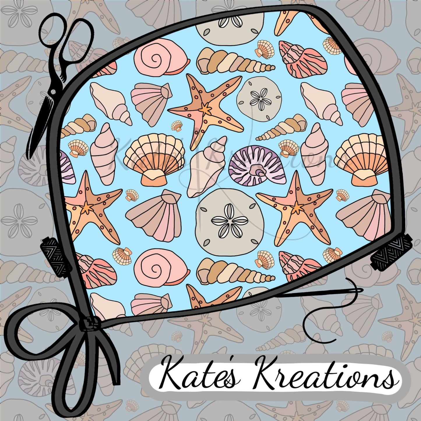 Seashells Euro Scrub Cap