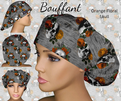 Orange Floral Skulls