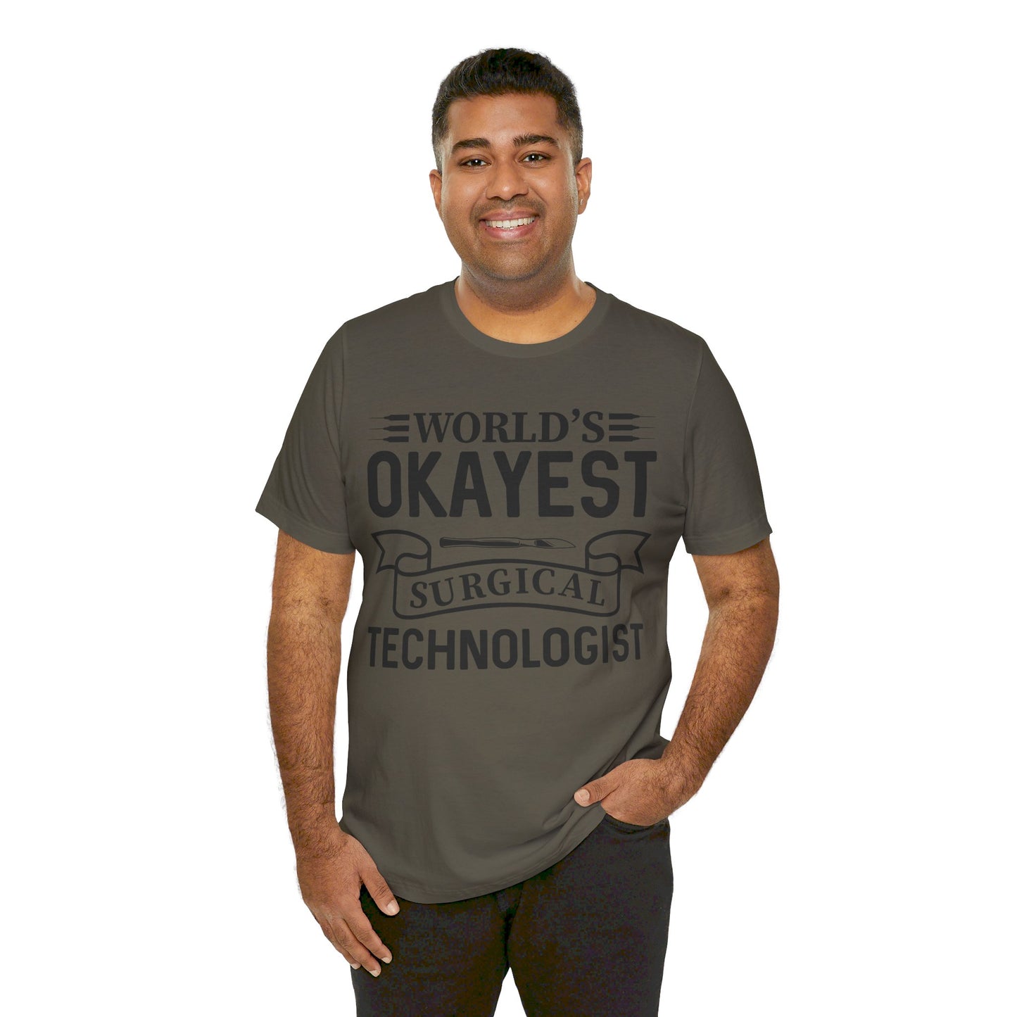 Unisex Jersey Short Sleeve Tee- Worlds Okayest Surgical Tech