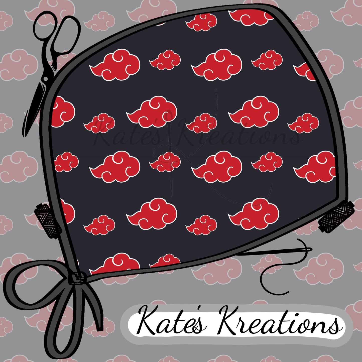 Blood Moon Clouds Low-Tie Surgeon Scrub Cap
