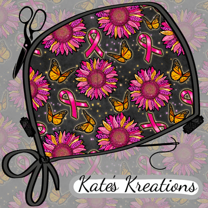 Pink Sunflower Ribbons Ponytail Scrub Cap