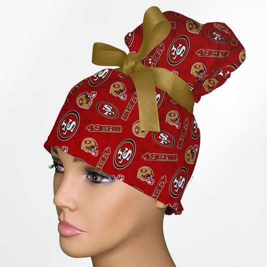 49ners Logo High Bun Ponytail Scrub Cap