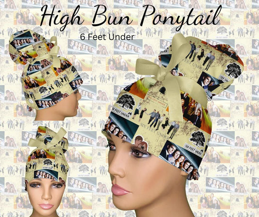 6 Feet Under High Bun Ponytail Scrub Cap