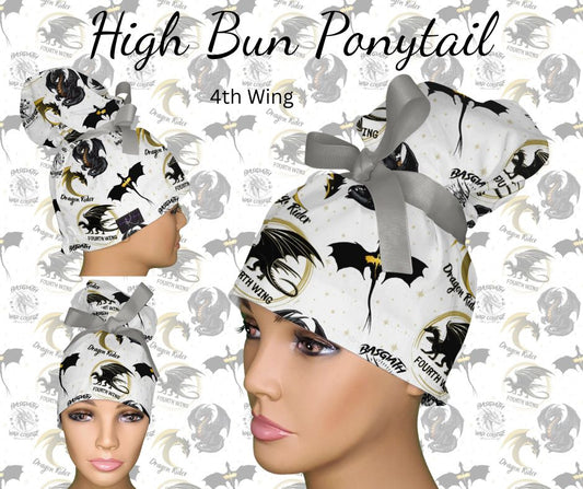 4th Wing High Bun Ponytail Scrub Cap