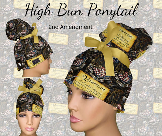 2nd Amendment High Bun Ponytail Scrub Cap