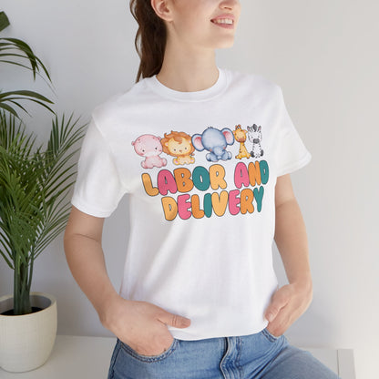 Labor and Delivery Baby Animals Unisex Short Sleeve Tee