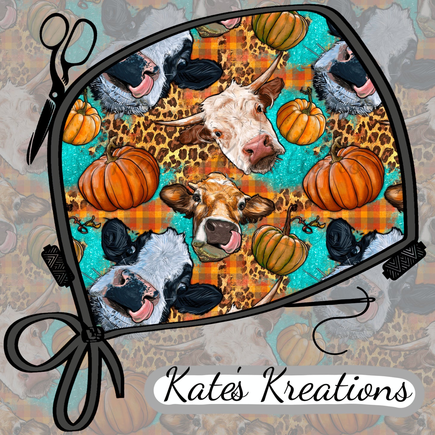 Autumn Cows Low-Tie Surgeon Scrub Cap