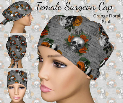 Orange Floral Skulls