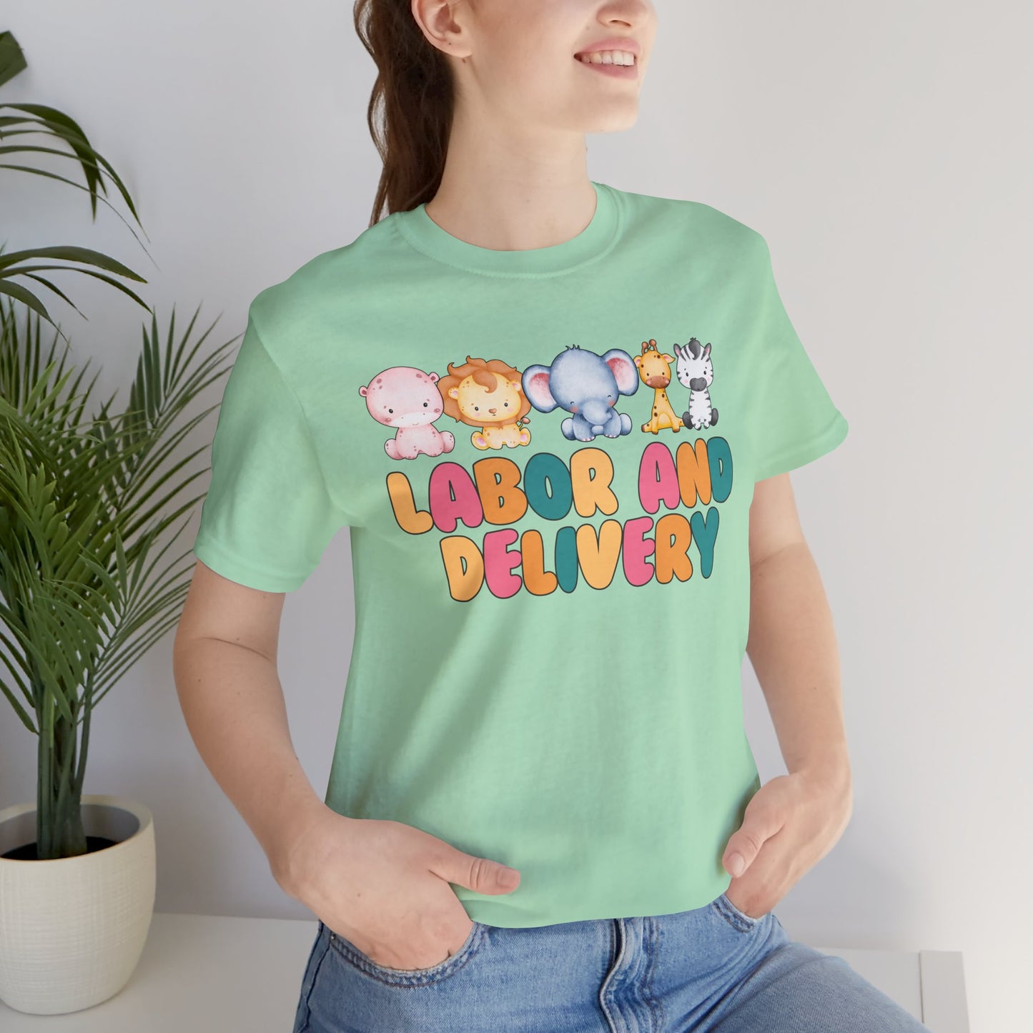 Labor and Delivery Baby Animals Unisex Short Sleeve Tee