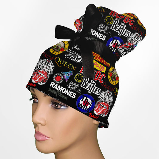 70's 80's Rock High Bun Ponytail Scrub Cap