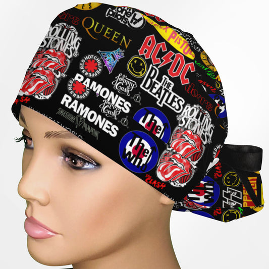 70's 80's Rock Ponytail Scrub Cap