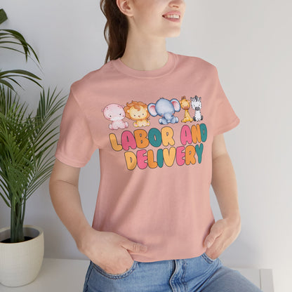 Labor and Delivery Baby Animals Unisex Short Sleeve Tee