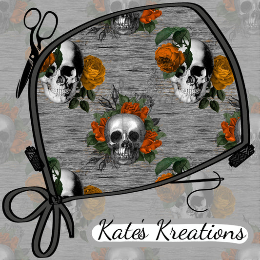 Orange Floral Skulls