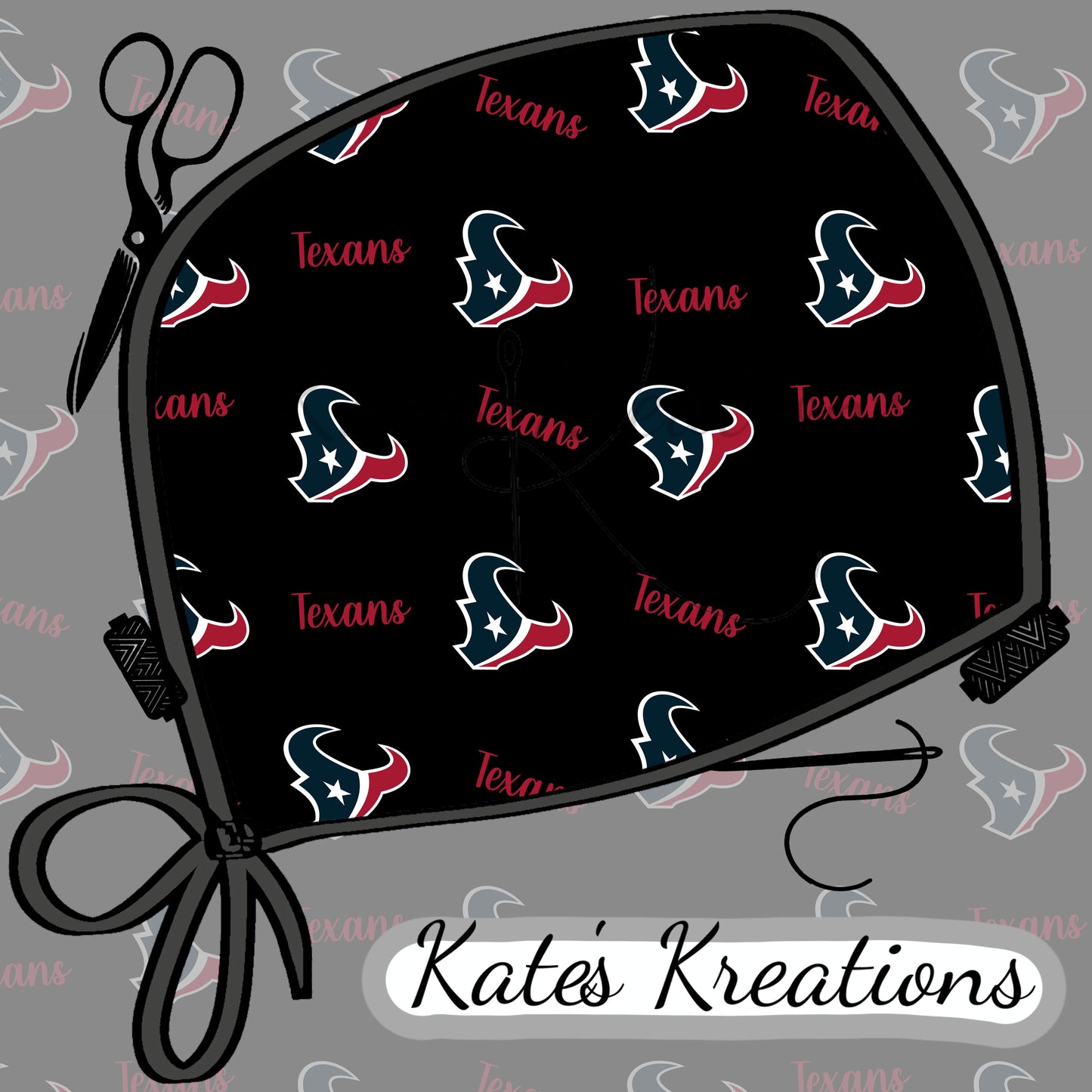 Houston Texans Black Bouffant Scrub Cap