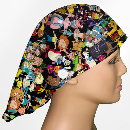 90's Cartoons Bouffant Scrub Caps