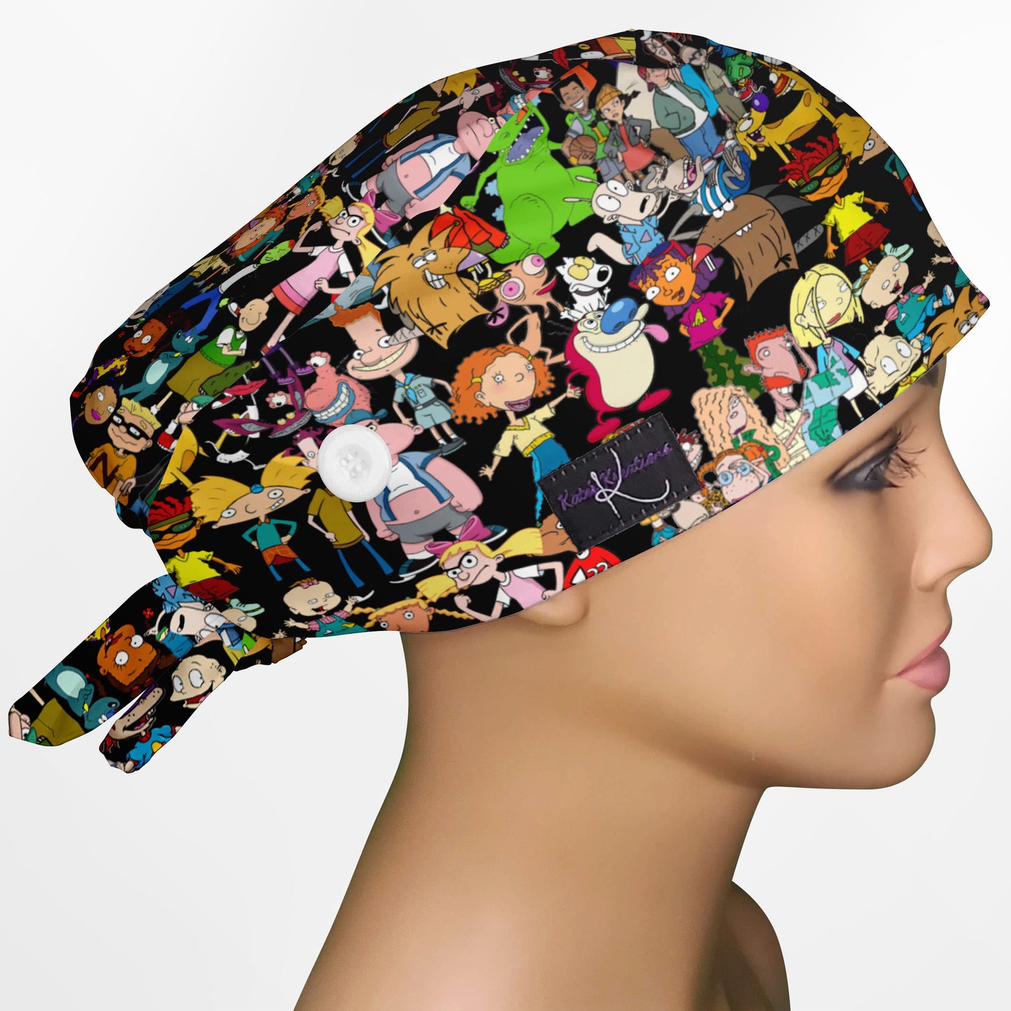 90's Cartoons Low-Tie Scrub Cap