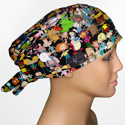 90's Cartoons Low-Tie Scrub Cap