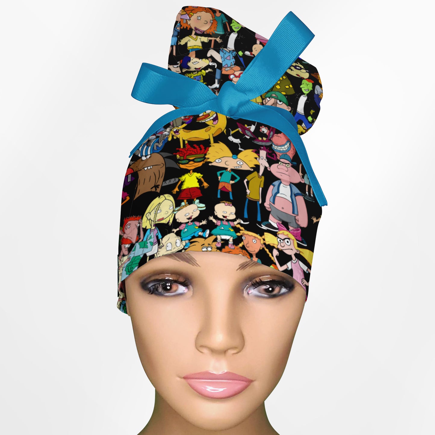 90's Cartoons High Bun Ponytail Scrub Cap
