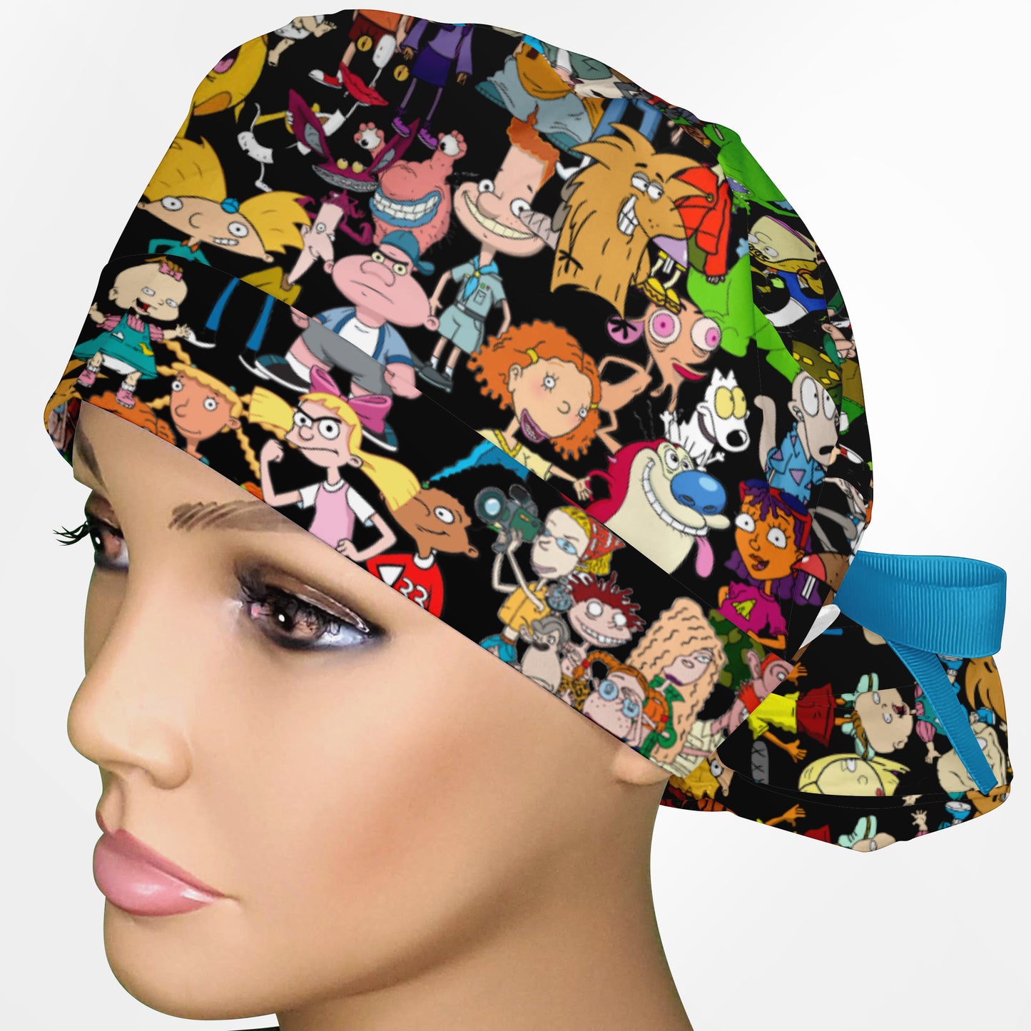 90's Cartoons Ponytail Scrub Cap